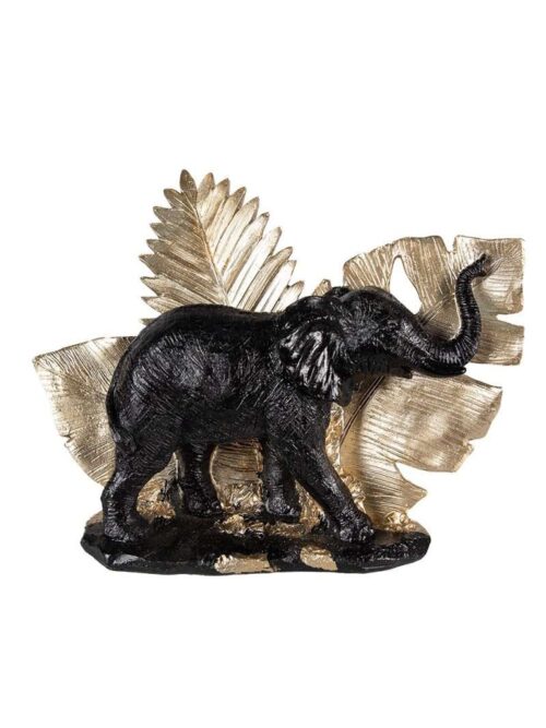 Statuetta Elefante 18 cm Nero e Oro in Poliresina