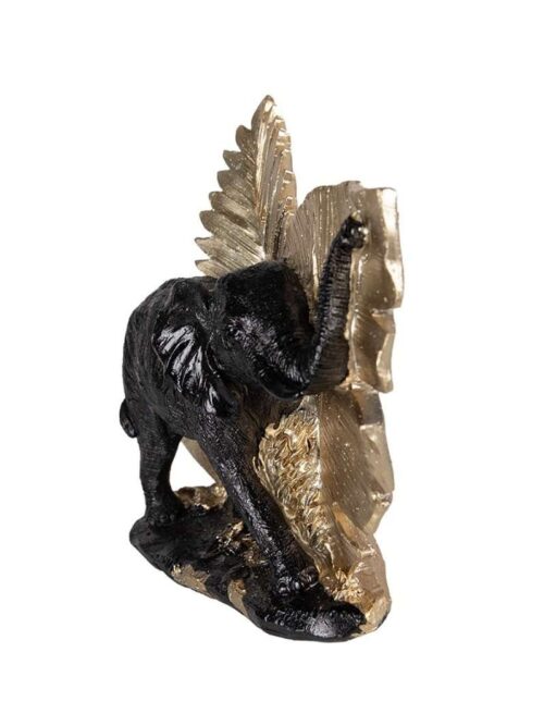 Statuetta Elefante 18 cm Nero e Oro in Poliresina