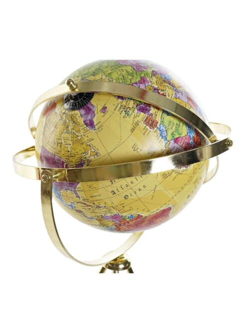 Mappamondo Decorativo in Metallo Dorato