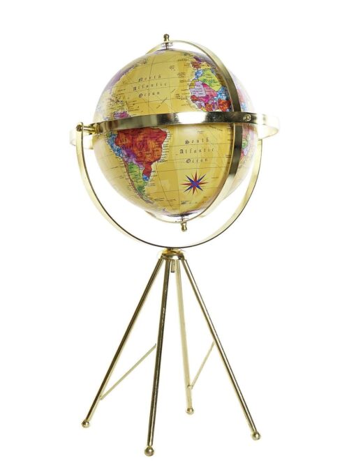 Mappamondo Decorativo in Metallo Dorato