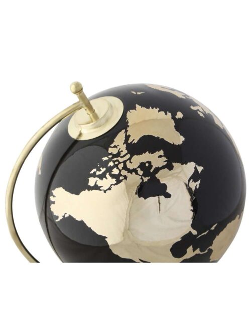 Mappamondo Decorativo in Alluminio Nero e Oro