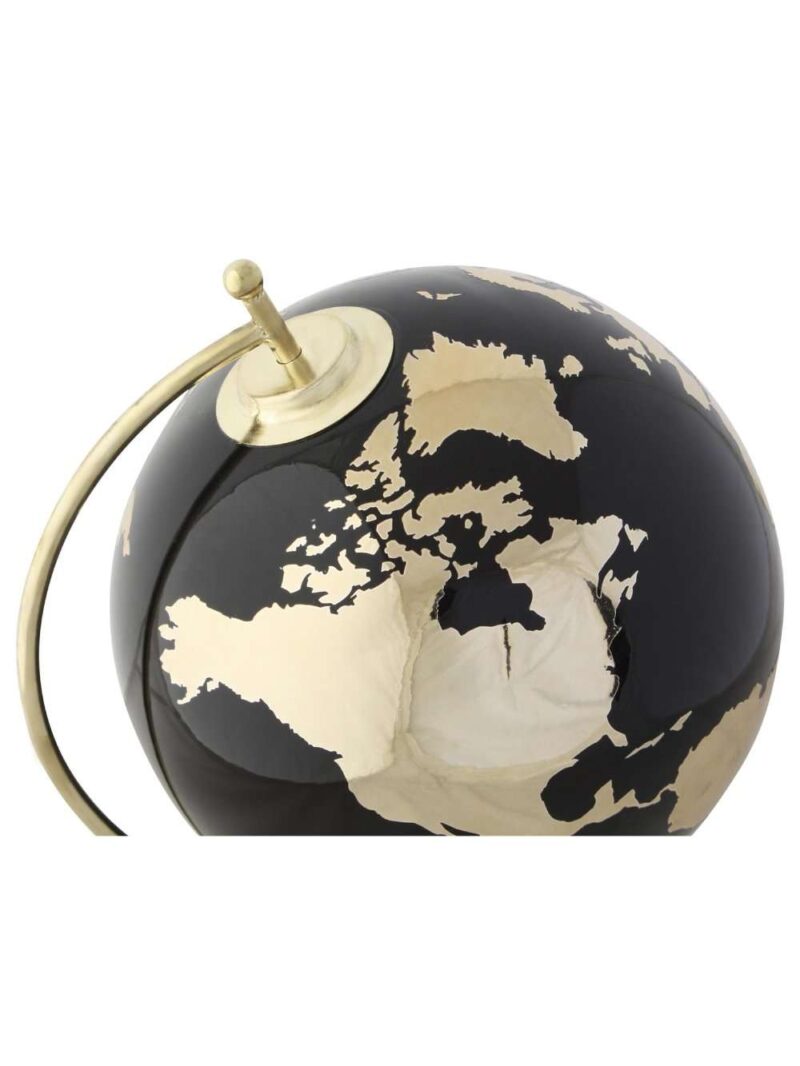 Mappamondo Decorativo In Alluminio Nero E Oro