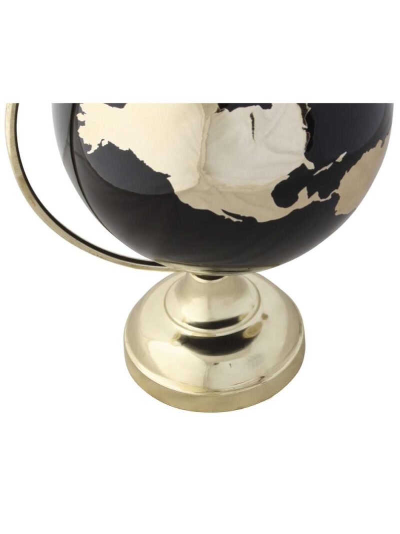 Mappamondo Decorativo In Alluminio Nero E Oro