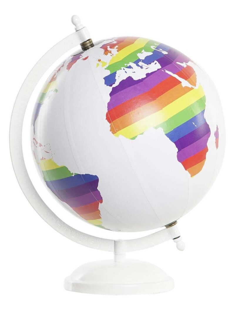 Dh-201350 Mappamondo Decorativo Freedom Color In Pvc E Metallo Bianco