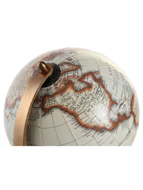 Mappamondo Decorativo Marrone in PVC con Base in Legno di Mango