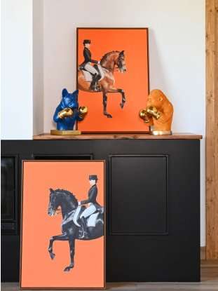 Decorazione Gorilla e Bulldog in Resina con Guantoni Oro