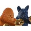 Decorazione Gorilla E Bulldog In Resina Con Guantoni Oro
