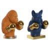 Decorazione Gorilla E Bulldog In Resina Con Guantoni Oro