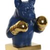 Decorazione Gorilla E Bulldog In Resina Con Guantoni Oro