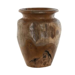 vaso in teak naturale, vaso artigianale in legno, decorazioni in teak lavorato a mano, vaso di design rustico, complemento d’arredo in legno, vaso decorativo unico, artigianato legno teak naturale