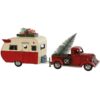 Decorazione Vintage Pick-Up Con Roulotte In Metallo