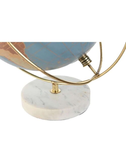 Mappamondo Decorativo in PVC con Base in Marmo e Metallo Dorato