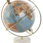 Mappamondo Decorativo in PVC con Base in Marmo e Metallo Dorato