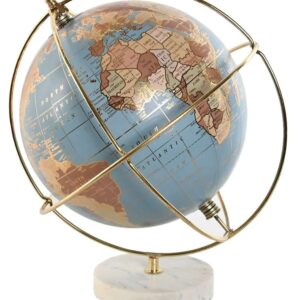 Mappamondo Decorativo in PVC con Base in Marmo e Metallo Dorato