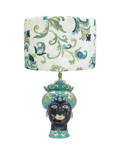 Lampada in Ceramica di Capodimonte Nero 30x30x56 cm