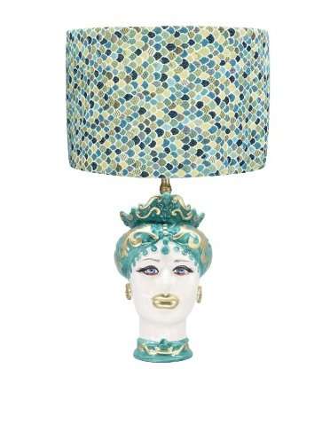 Lampada in Ceramica di Capodimonte Bianco 30x30x56 cm – Eleganza Artigianale Bianco, Oro e Tiffany