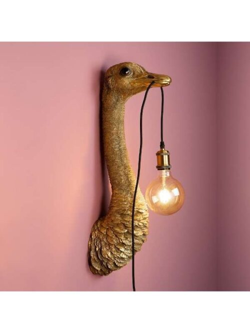 Lampada da Parete Struzzo di Franz Josef in Resina Oro