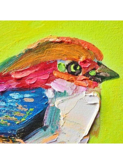 Dipinto Birdy Giallo Fluo 30x30