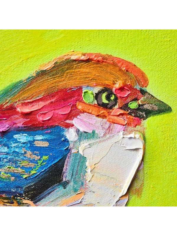 Dipinto Birdy Giallo Fluo 30X30