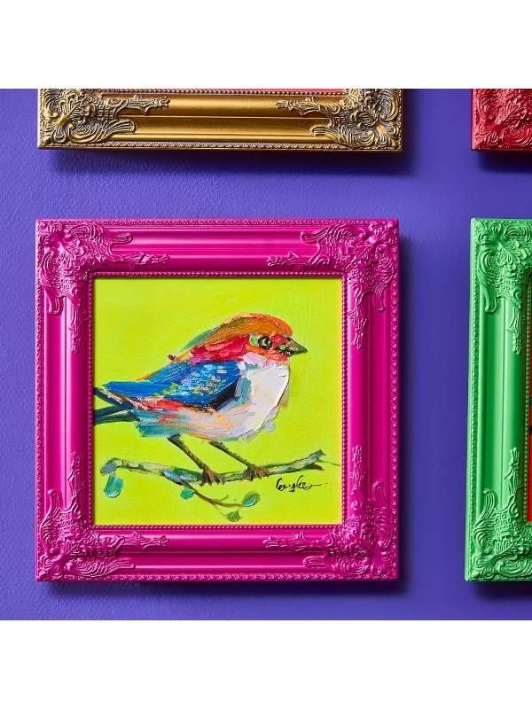 Dipinto Birdy Giallo Fluo 30X30
