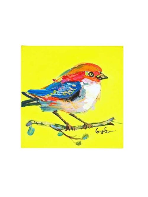 Dipinto Birdy Giallo Fluo 30x30