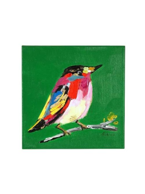 Dipinto Birdy Verde 30x30