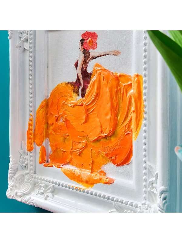 Quadro Decorativo Ballgown Arancio Su Cornice Bianca