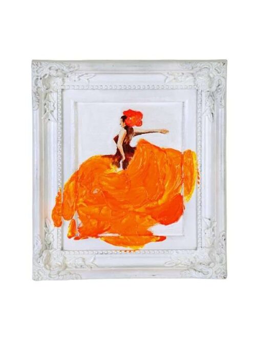 Quadro Decorativo Ballgown Arancio su Cornice Bianca