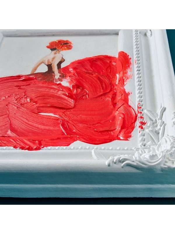 Quadro Decorativo Ballgown Rosa Su Cornice Bianca