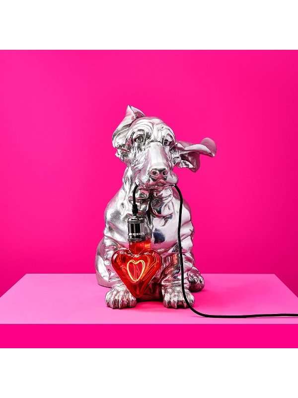 Lampada Da Tavolo Con Basset Hound Argentato