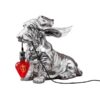 Lampada Da Tavolo Con Basset Hound Argentato