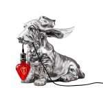 Lampada da Tavolo con Basset Hound Argentato