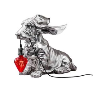 Lampada da Tavolo con Basset Hound Argentato