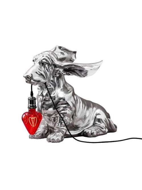 Lampada da Tavolo con Basset Hound Argentato