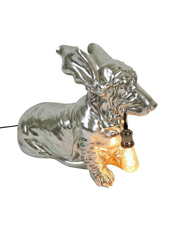 Lampada Da Tavolo Con Basset Hound Argentato