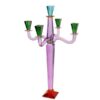 Portacandele Viola Elegante, Candelabro 5 Fiamme Vetro, Portacandele Fancy Crystal, Decorazione Tavola Sofisticata, Centrotavola Candele Vetro, Portacandele Alto Design Moderno