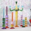Portacandele Fancy Crystal A 5 Fiamme In Vetro Giallo