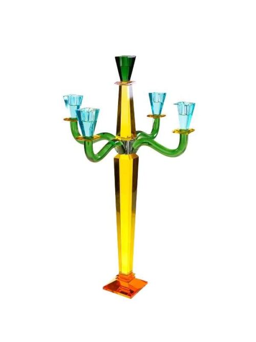 Portacandele Fancy Crystal a 5 Fiamme in Vetro Giallo