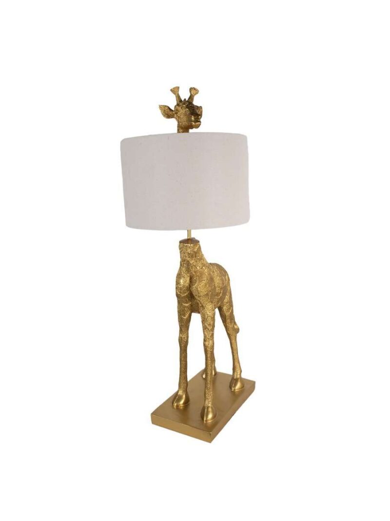 Lampada Da Tavolo Giraffa Oro Paralume Avorio H85 Cm