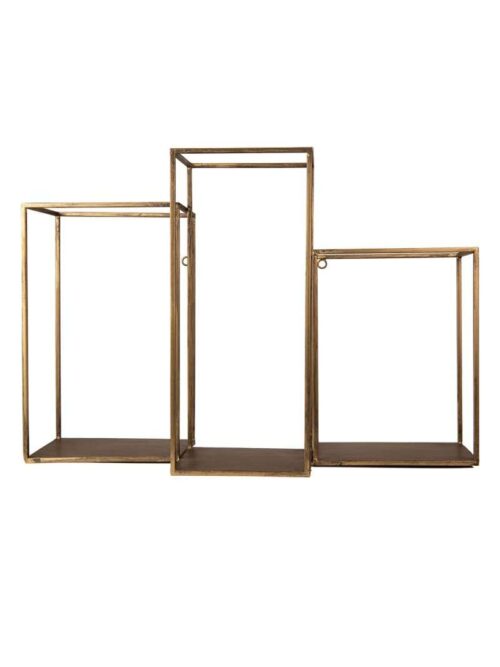 Scaffale da Parete in Metallo Oro 65x19x44
