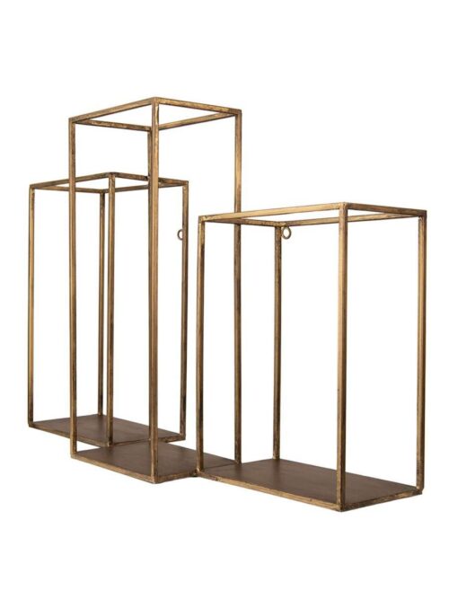 Scaffale da Parete in Metallo Oro 65x19x44