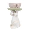Decorazione Coniglio Beige E Rosa In Resina