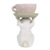 Decorazione Coniglio Beige E Rosa In Resina