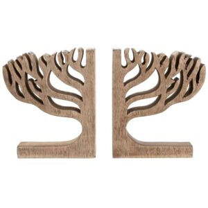 Fermalibri in Mango Naturale con Motivo ad Albero