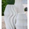Vaso In Gres Porcellanato 3D Bianco Con Motivo A Onda