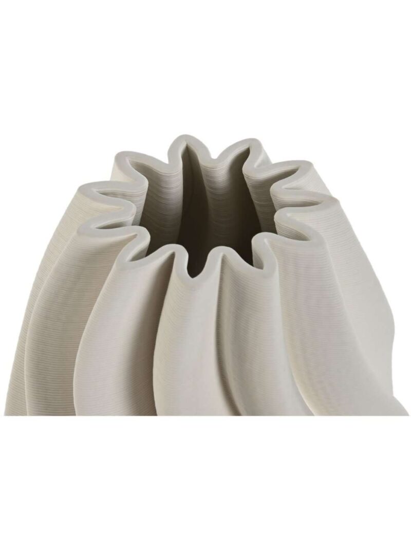 Vaso In Gres Porcellanato 3D Bianco Con Motivo A Onda