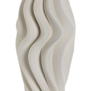 Vaso in Gres Porcellanato 3D Bianco con Motivo a Onda