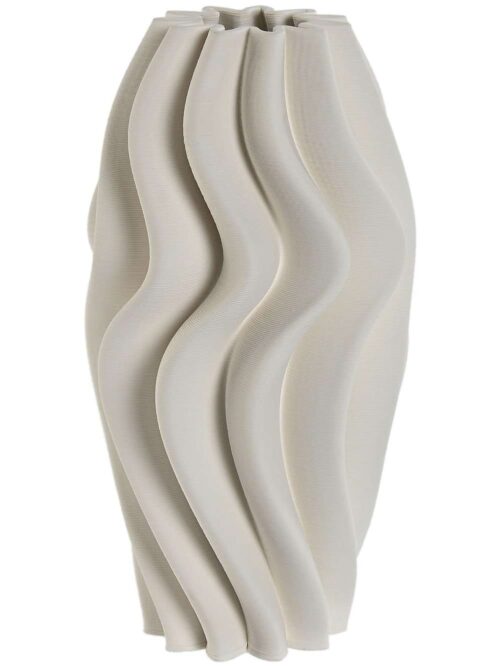 Vaso in Gres Porcellanato 3D Bianco con Motivo a Onda