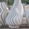 Vaso In Gres Porcellanato 3D Bianco Con Venature Ad Onde