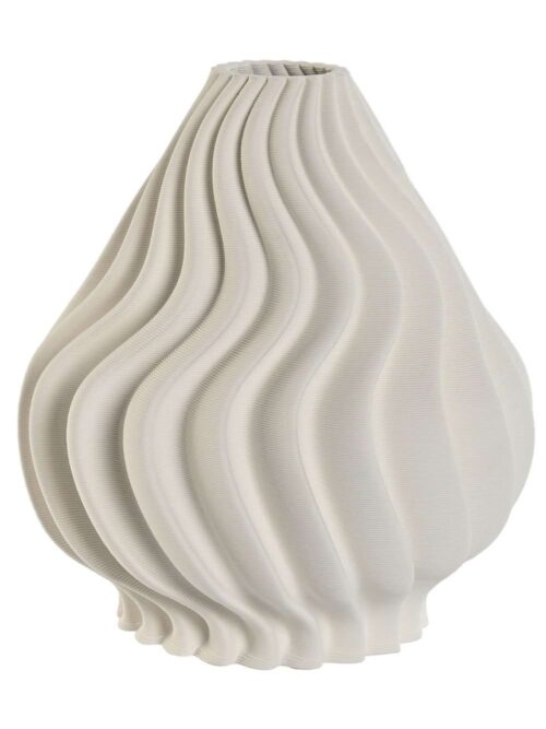 Vaso in Gres Porcellanato 3D Bianco con Venature ad Onde